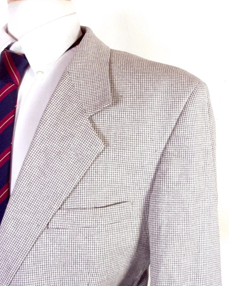 Blazer microhoundstooth cinza tweed lã mistura seda roupas regência euc 43 L - Imagem 3 de 4