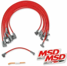 MSD Red 8.5mm Super Conductor Spark Plug Wire Set SBC Chevy With HEI Cap (NEW)