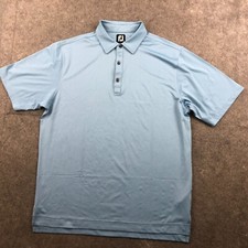 Footjoy Polo Shirt Mens Large Blue Solid Short Sleeve Golf Collared Stretch 