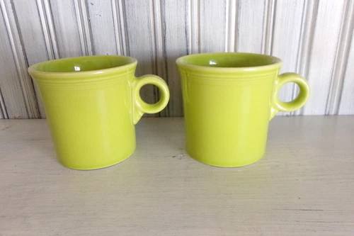 2 Fiesta CHARTREUSE Mugs Ring Handle Homer Laughlin HLC USA