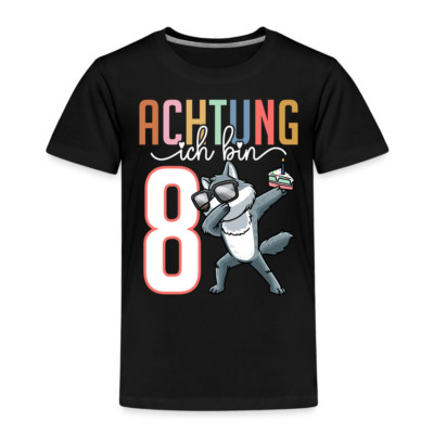 Zum 8. Geburtstag T-Shirt 8 Jahre Wolf Junge Mädchen Geschenk
