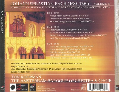 J.S. BACH: CANTATAS, VOL. 15 NEW CD