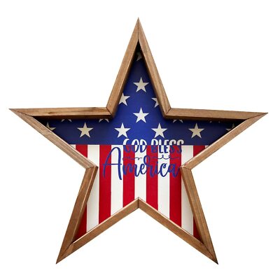 American Flag Star Vintage Wooden Hanging Ornaments Wall Decor