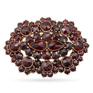 Authentic Vintage Gold Plated Garnet Brooch Pin