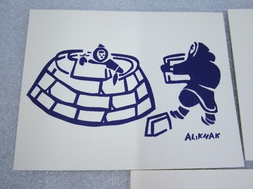 VTG FIRST NATIONS ESKIMO HOLMAN NORTHWEST CANADA WOODBLOCK ART POST CARD PRINTS - Picture 12 of 17