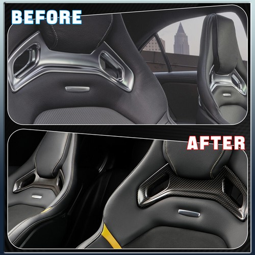 2pcs Matte Carbon Fiber Seat Headrest Cover Trim For Benz AMG A45 A45s CLA45 - Picture 7 of 8