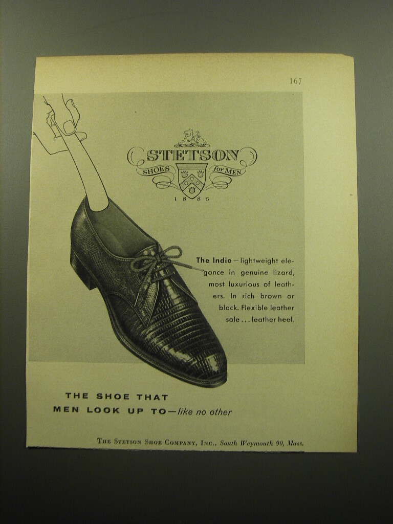 1960 Stetson Indio Shoes Ad - The shoe that men look up to  display picture 2
