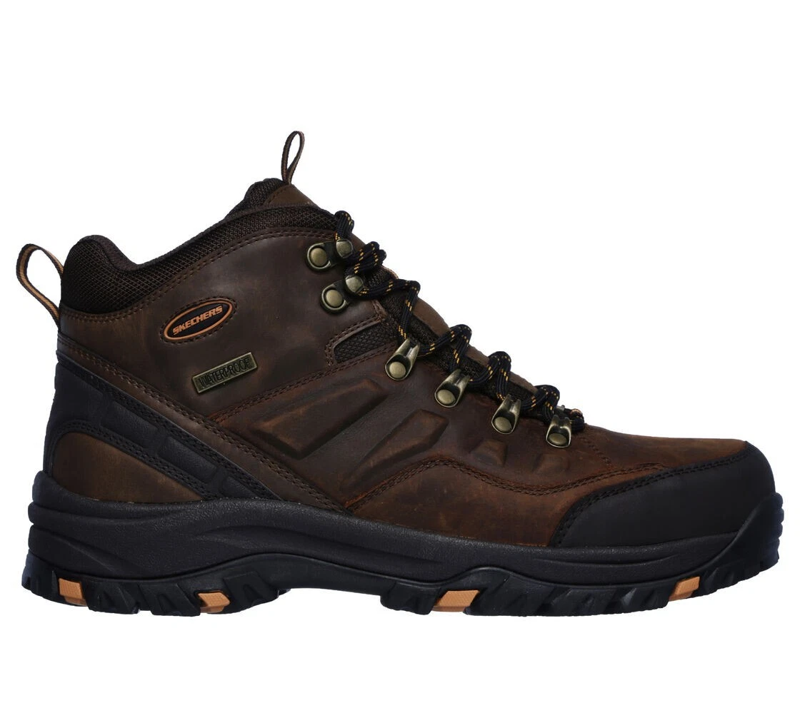 Skechers Leather Men's Hiking Boots Size 9 EWE Relaxed Fit Waterproof #64869EWW