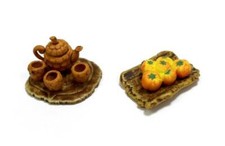 Miniature Dollhouse Fairy Garden Plastic Tea Set  Tidbit Tray - Buy 3 Save 5