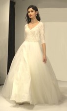 $1399💕 SCARLETT 4 MAGGIE SOTTERO 3/4 SLEEVE OPEN BACK A-LINE LACE WEDDING DRESS