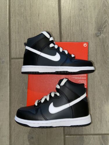 Nike Dunk Hi (PS) Little Kids Black White Shoes DH9753 001 New Size 11C