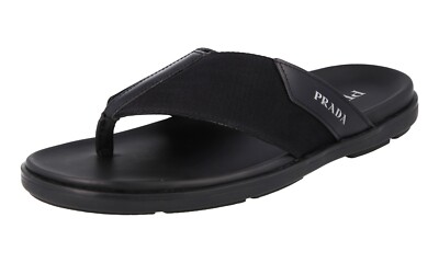 PRADA Leather Canvas Thong Flip-Flop Sandals 2Y3057 Black NEW -  US 7.5 EU 40,5