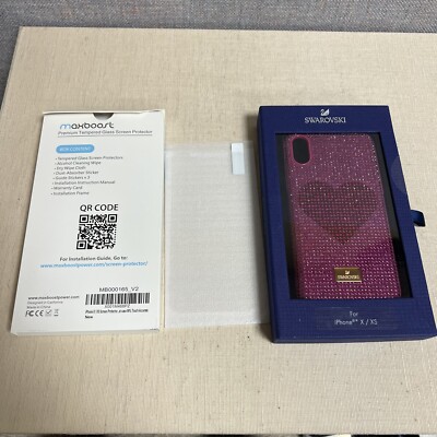Swarovski Crystal Heart IPhone X/XS Smartphone Case With Bumper Pink NEW SEALED