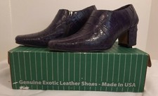 Vintage Leather Genuine Alligator Women Dress Shoe's Sz 8 Purlpe Heels W/ Box