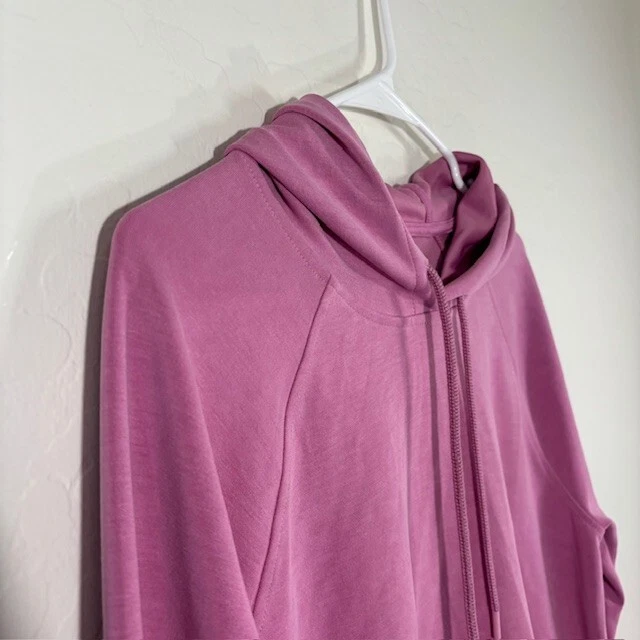 Sudadera con capucha para mujer Athleta Seasoft dobladillo burbuja rosa talla M mediana Foto 2 de 4
