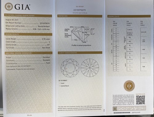 Classic GIA Certified 0.70ct J SI1 Round Diamond w/ Baguettes in 14k White Gold - Picture 12 of 12