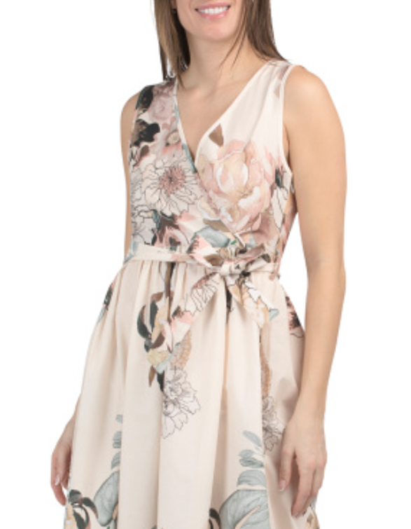 magari linen dress MAGARI | Dresses | Magari Blue Made In Italy Linen Blend Flounce Sleeve Floral Print Maxi Dress