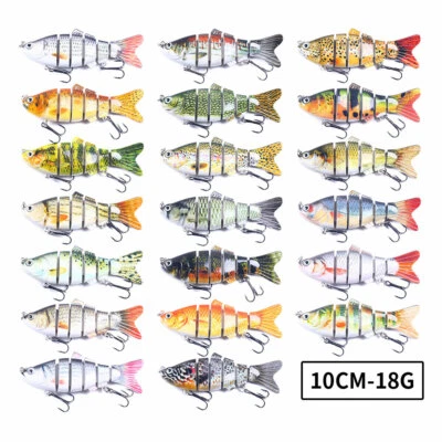 20Couleur 10CM 18G Leurre Poisson Nageur Swimbait Pêche Articulé Carnassier 6# - Photo 1/4
