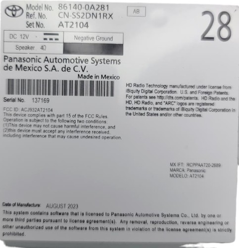 2022-24 Toyota Receiver Assembly Radio & Display 86140-0A281 Genuine OEM - Picture 13 of 13