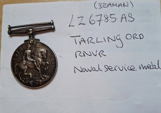WWI British War Medal Silver 1914 1918 AB O R D Tarling LZ6785 London RNVR