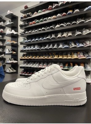 Nike Air Force 1 Low Supreme White Red Leather Men's Sneakers