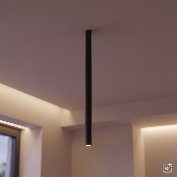 Deckenlampe Spot Metall Ø 4 Cm H: 75 Cm R35 GU10 Schwarz Deckenleuchte Aufputz-image