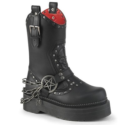ヴィンテージ ブーツ Distressed Punk Biker Boots Black Cowboy Combat Motorcycle Riding Engineer Coachella Goth Punk