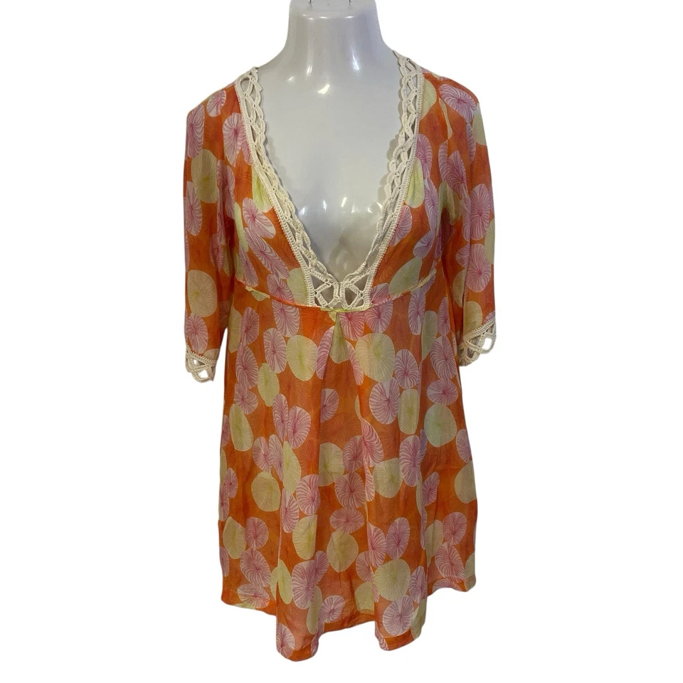 Diane von Furstenberg Swim Cover Up Womens Size Small Orange Beach Pool Vacation - Image 4 of 4