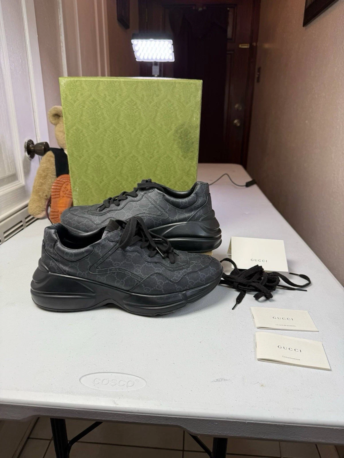 Gucci Rhyton noir GG Supreme toile taille 10,5 G