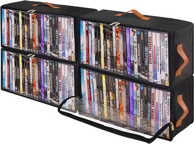 4 Pack DVD Storage Box, Stackable Oxford Fabric DVD Cases Holder