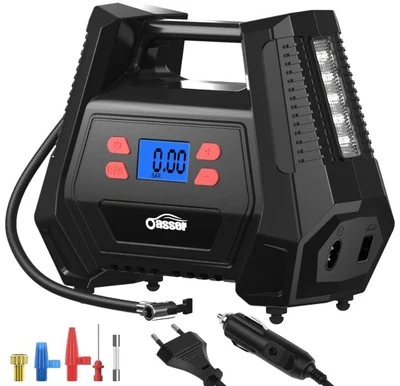 Oasser Luftkompressor Kompressor 12V 230V Kompressor für Autoreifen AC DC 2in1