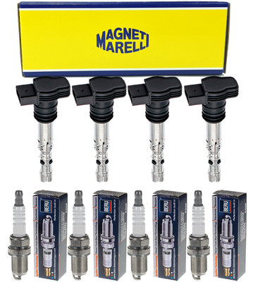 4x MAGNETI MARELLI Zündspule + BERU Zündkerze für Alfa Romeo GT 937_ 2.0 JTS