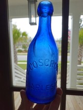 J. Cosgrove Antique Cobalt Blue Pony Soda Bottle Charleston, SC