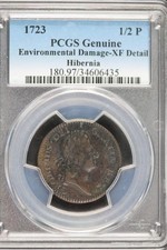 1723 Woods Hibernia Halfpence PCGS XF Details - DoubleJCoins- JL1100-460