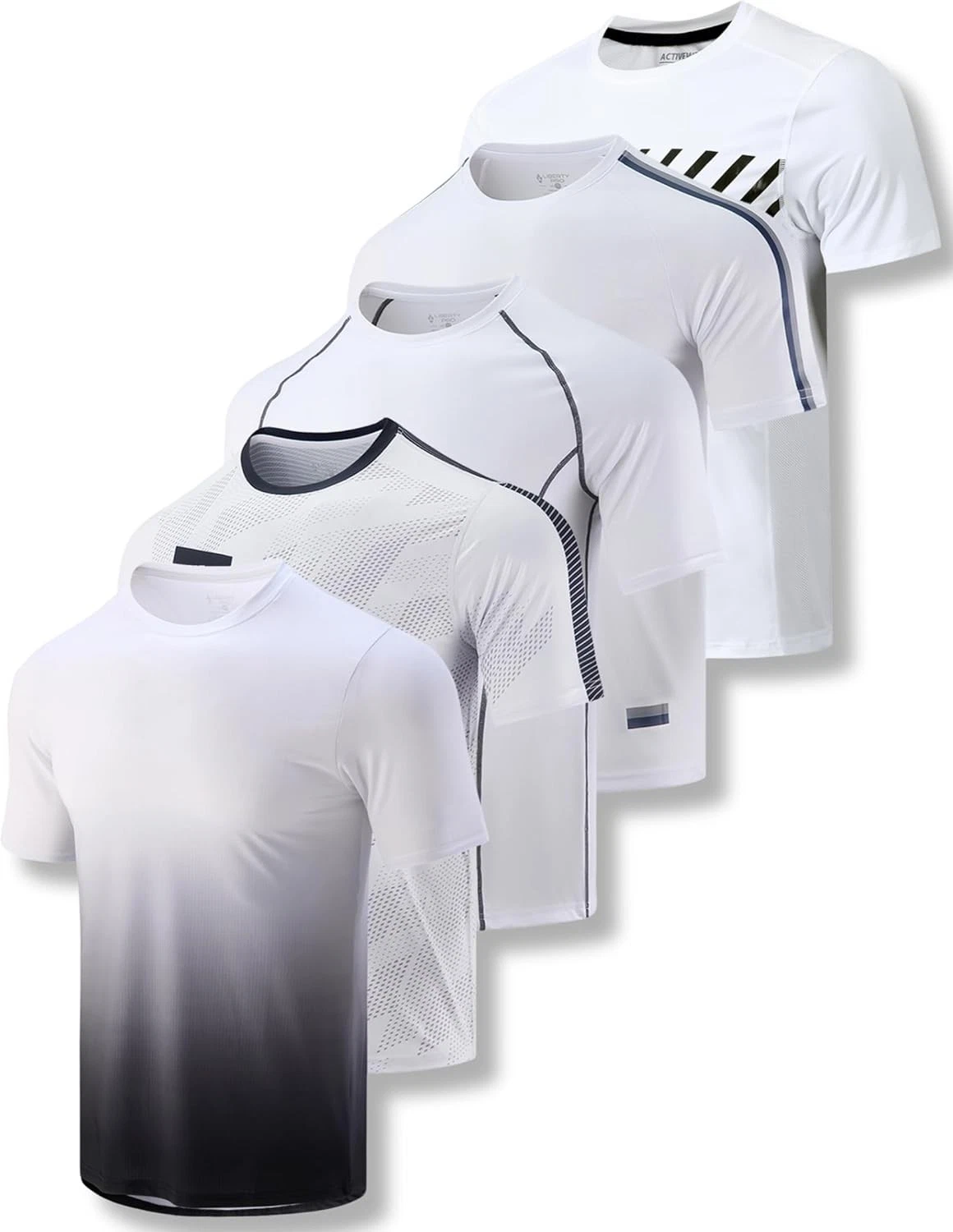 5 Pack Men’s Active Quick Dry Crew Neck T Shirts | Athletic