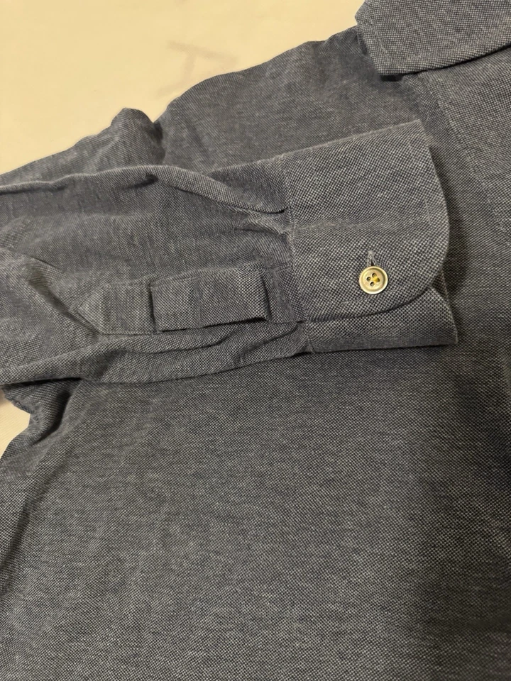 Yeossal Singapore Vintage striped Navy Blue Long Sleeve Cuban Collar Knit Shirt - Image 4 of 4