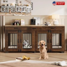 Dog Kennel Dog Crate Furniture Heavy Duty Indoor w/ 3 Storage Drawers  Divider