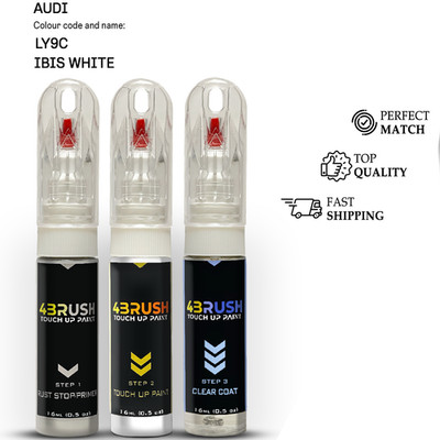 for AUDI LY9C IBIS WHITE Touch Up Paint Scratch Repair Remove Kit Set Pen Brush