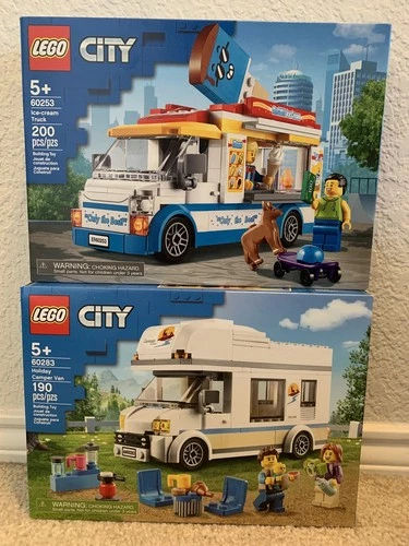 Lego City 60253 Ice-cream Truck + 60283 Holiday Camper Van Lot of 2! New! Sealed