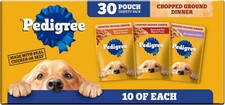 Pedigree Chopped Ground Dinner Wet Dog Food Beef  Bacon Variety Pack, 30 3.5