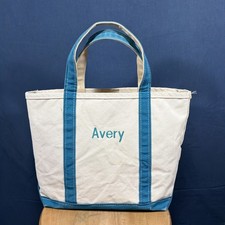 Vintage LL Bean Boat and Tote Bag Medium Turquoise Blue Canvas Made in USA 90s