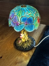 Floral Table Lamp Stained Glass Style USB Pow...
