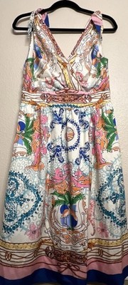 Anthropologie x Collette Dinnigan 100% Silk Dress Shoulder Bows Women Size 8