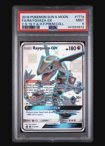 2018 Pokemon Alternate Art Hidden Fates Promos Rayquaza GX 177a/168 ✅ PSA 9