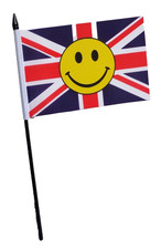 Happy Face Union Jack Small Hand Flag (6" x 4")