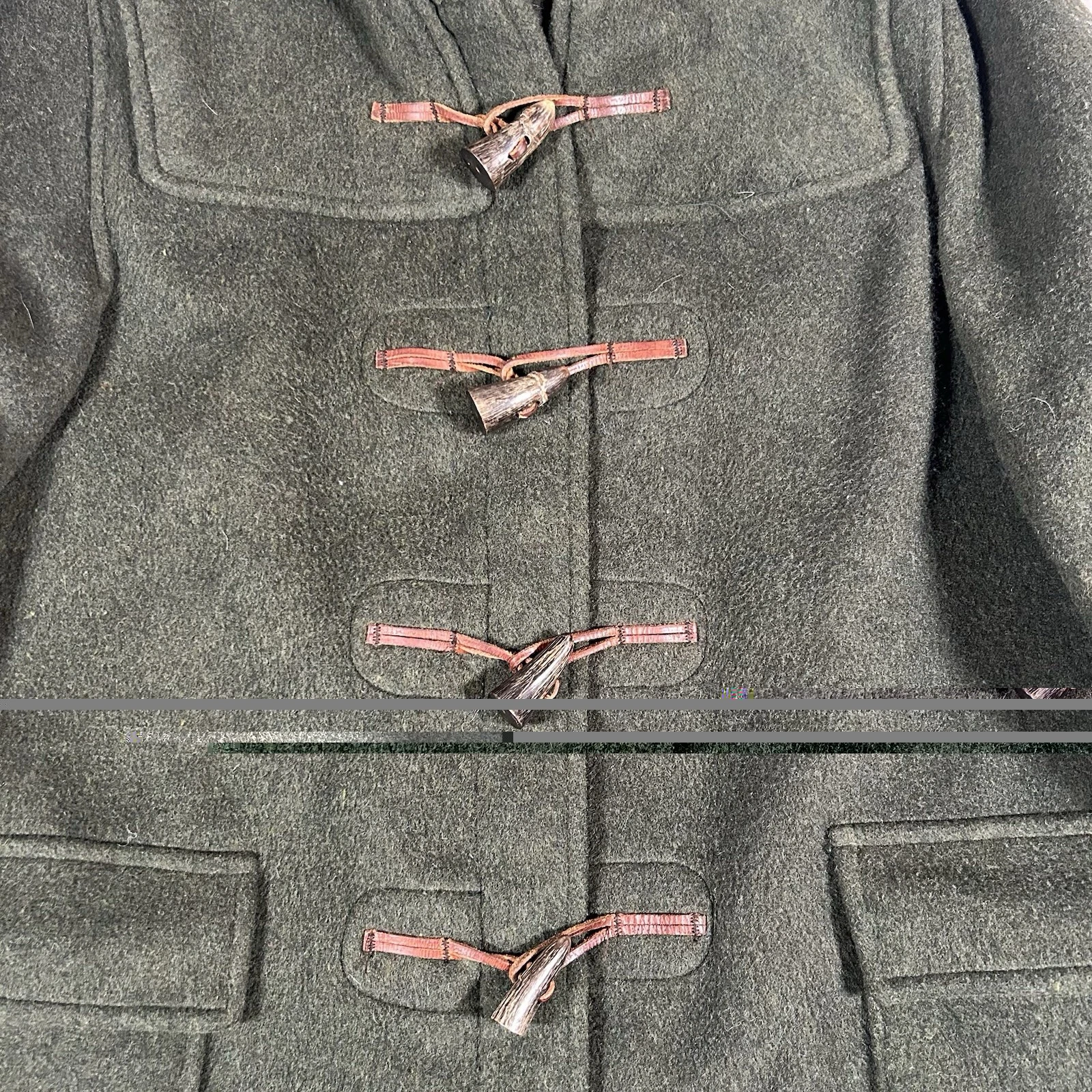 Vintage Gloverall Duffle Coat Mens 44 Green Wool Toggle Hooded British England - product detail image 4