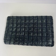 Snake Skin Clutch   Quilted Dark Teal Blue Vintage Exotic Leather Bag