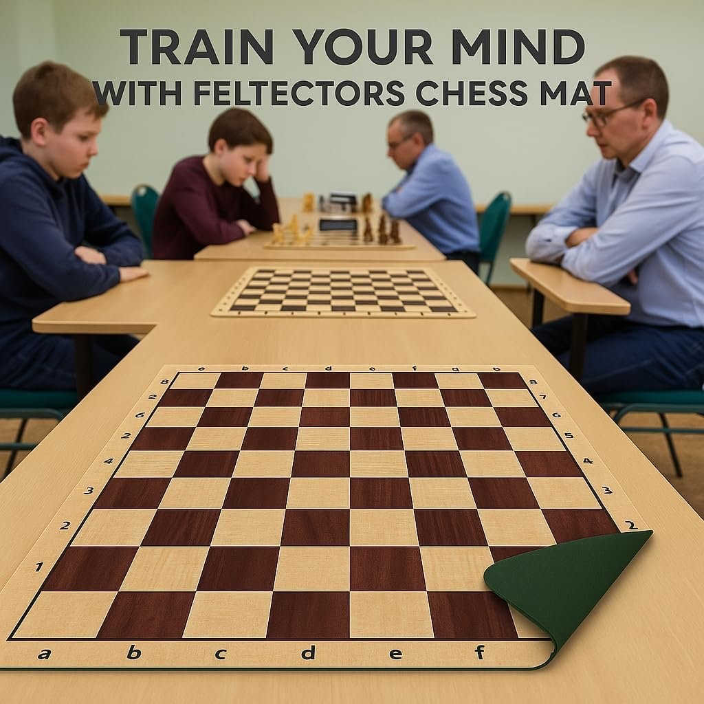 Tournament Chess Board 20 Inch, Folding Roll Up Chess Mat Only No Pieces,...