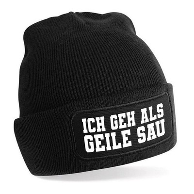 Beanie Mütze mit Spruch ICH GEH ALS GEILE SAU   Strickmütze Geschenkidee