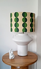 Retro Style Lampshade Handmade In Valencia Emerald Green Circles Fabric